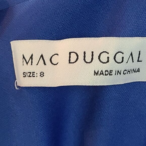 New MAC DUGGAL 68332 (8) Sapphire Blue Satin Puff Sleeve Open Back Formal Dress - Picture 8 of 15